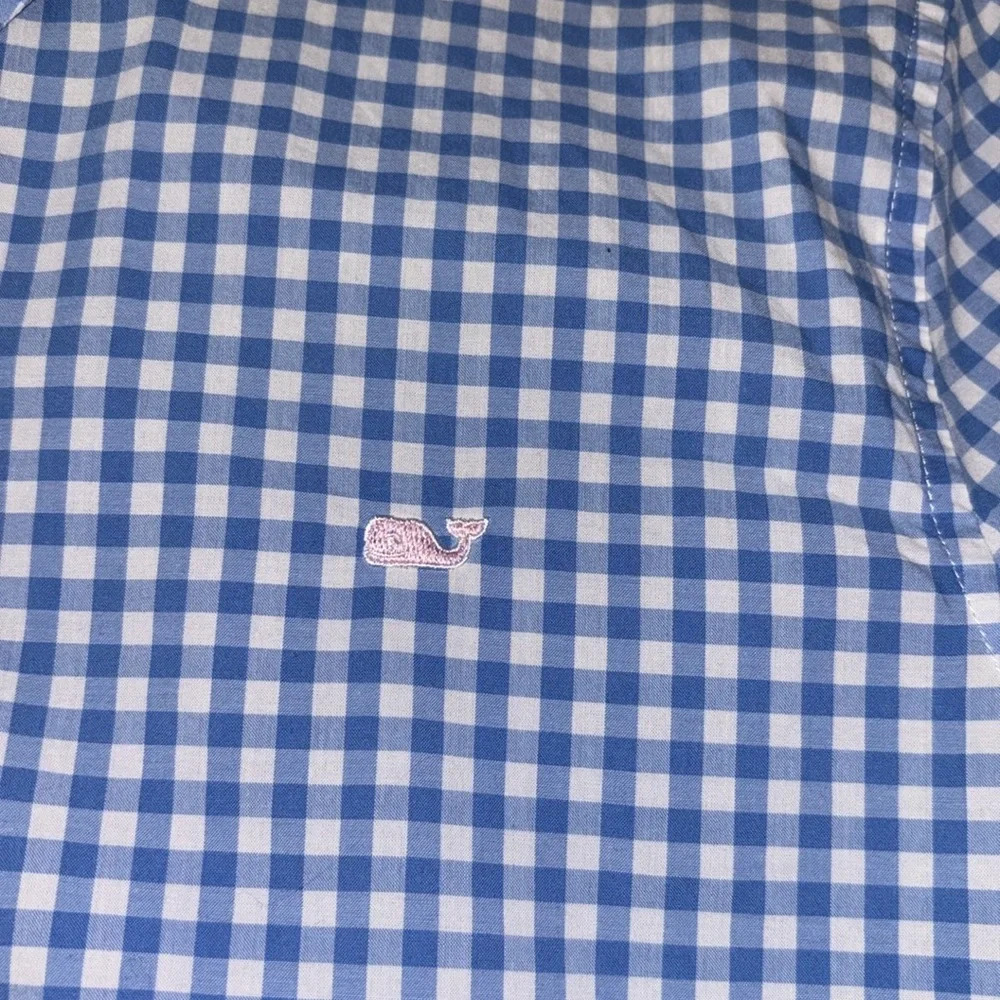 Vineyard Vines Gingham Picnic Style Plaid Size 10 Blue White Button Down Relaxed - Picture 7 of 11